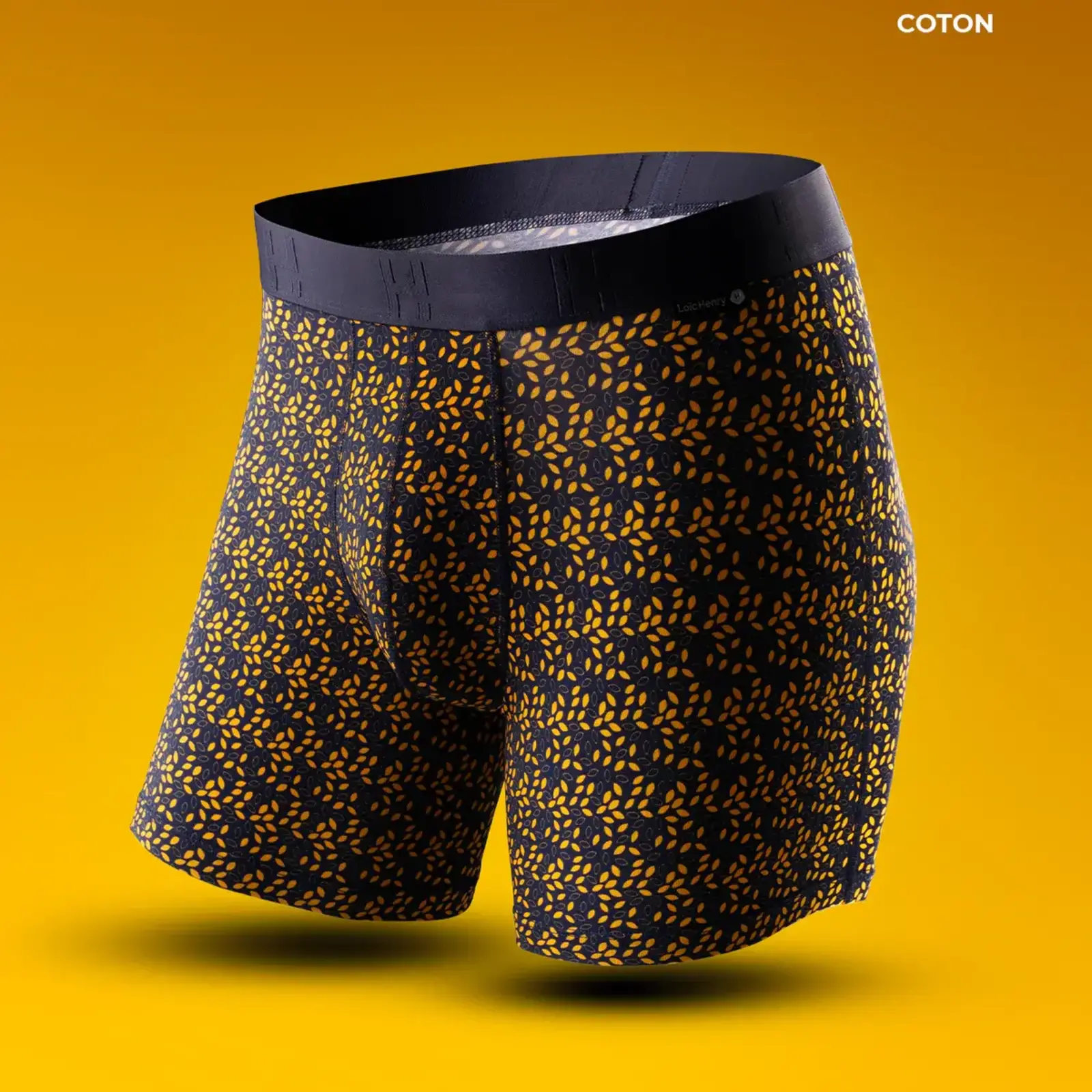 Herenboxershort Katoen Blauw/geel