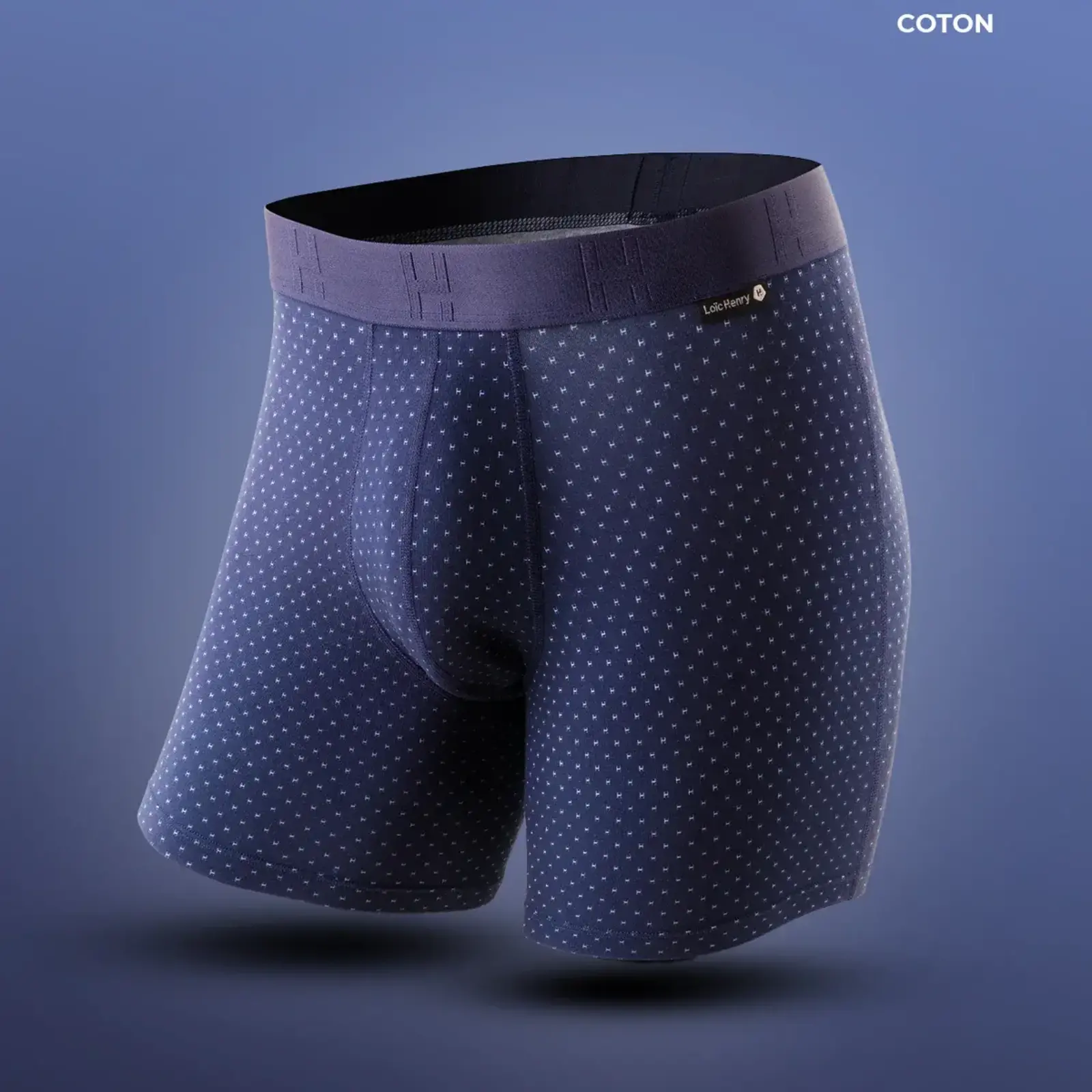 Herenboxershort Katoen Blauw/wit