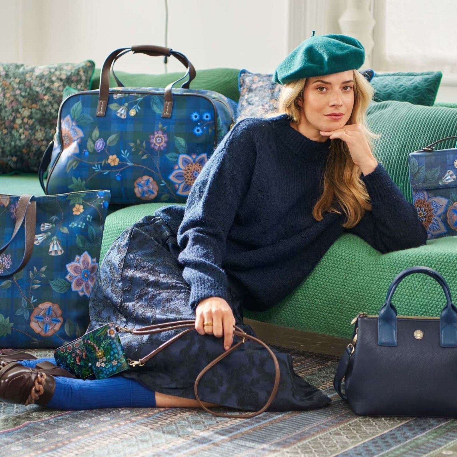 Pip Studio Tilda Tote Bag Flores Felices Donkerblauw