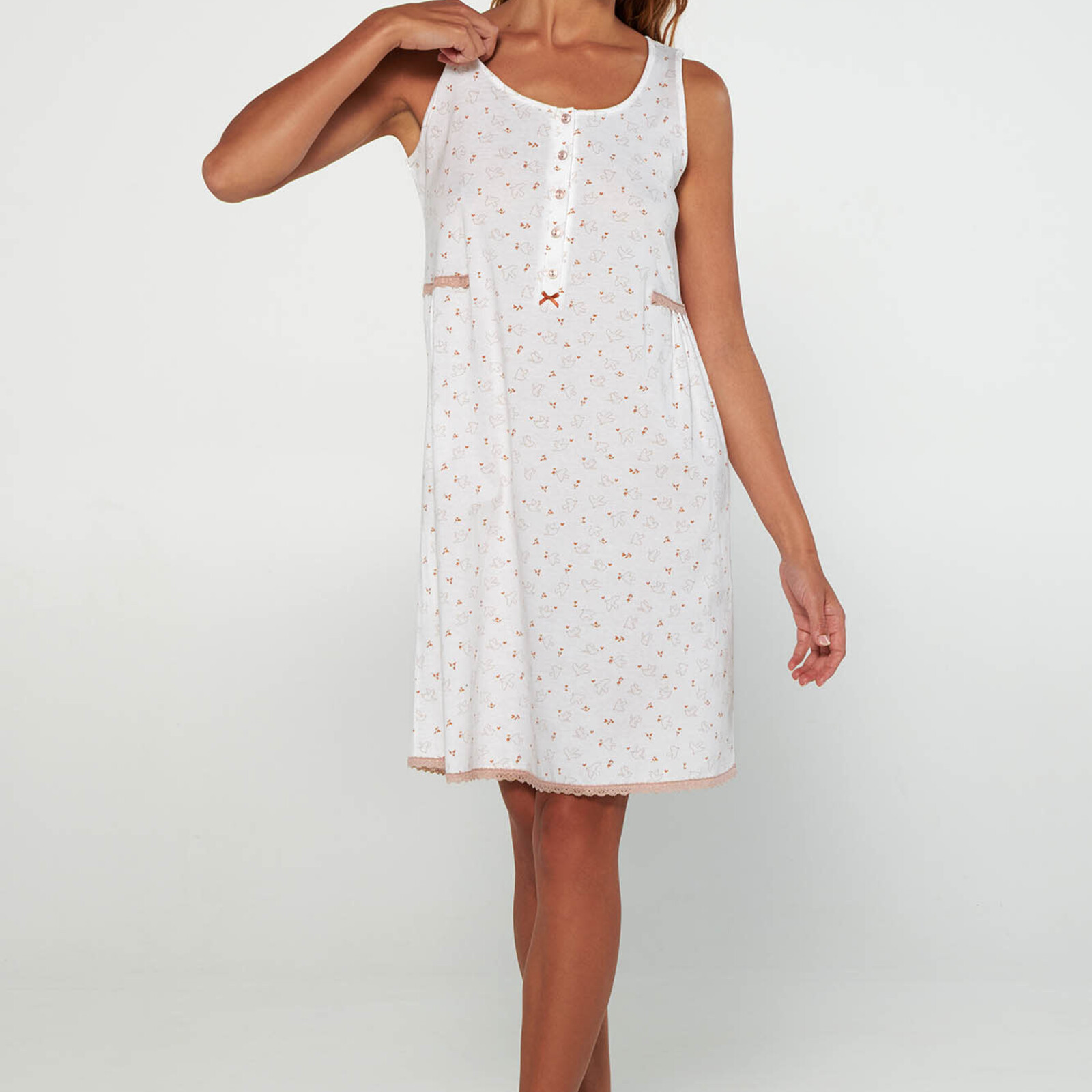 Vamp Nachtkleed met duifjes (zonder mouwen)