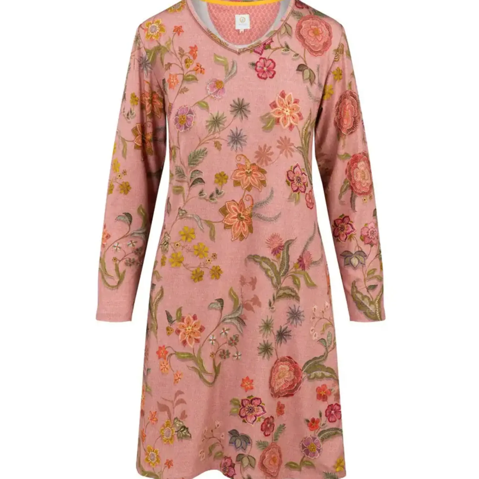Pip Studio Pip Studio - Dana Nachthemd Lange Mouw Dames - Coco Flower - Koraal
