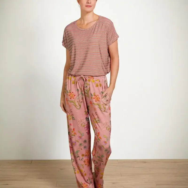 Pip Studio - Belin Pyjama Broek Dames - Coco Flower - Koraal -
