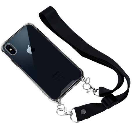 Funda antigolpes con cuerda llaves iPhone Xs Max (transparente/negro) 