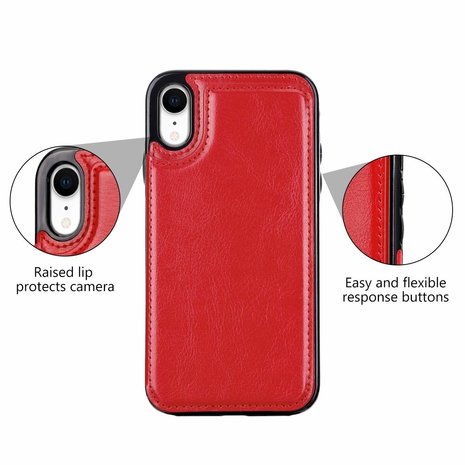 Carcasa Protectora Iphone Xr Tarjetas Función Soporte - Roja con