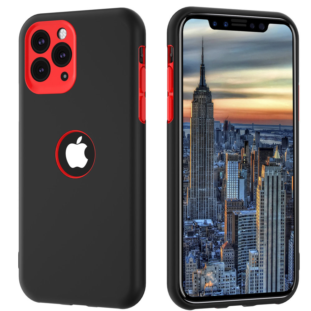Funda de silicona de doble capa iPhone 11 Pro Max (negro/rojo) 