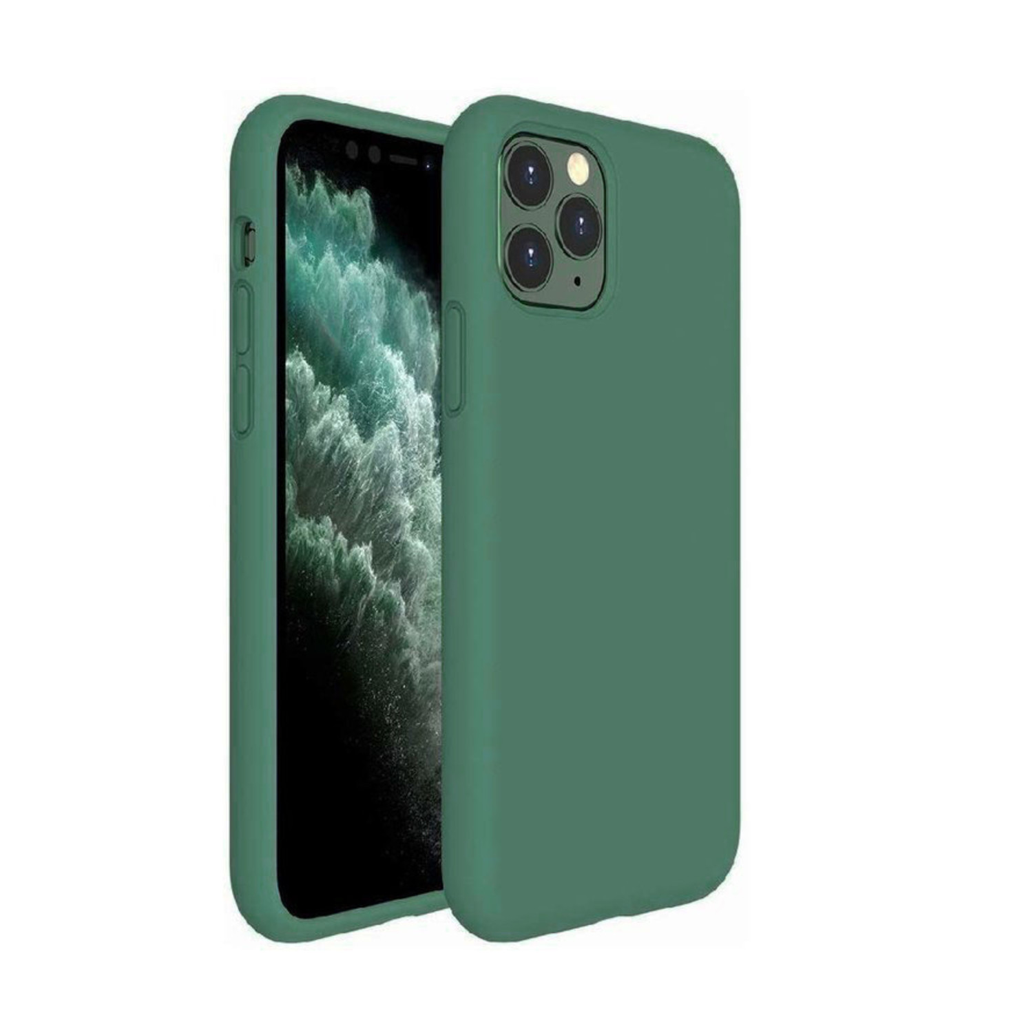 Funda silicona con tarjetero iPhone 12 (verde oscuro) 
