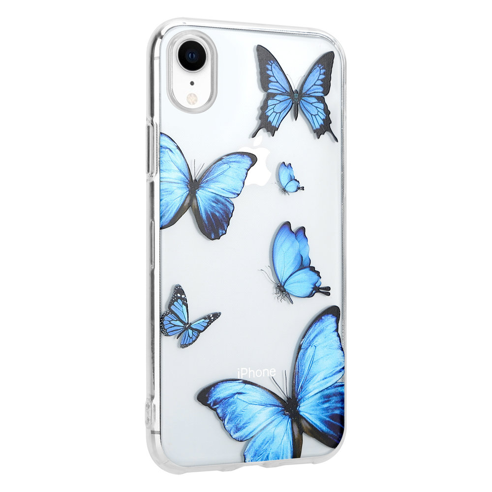 compatible con la Funda iPhone XR con Funda transparente Linda mariposa Azul para niñas Protector de Mujer