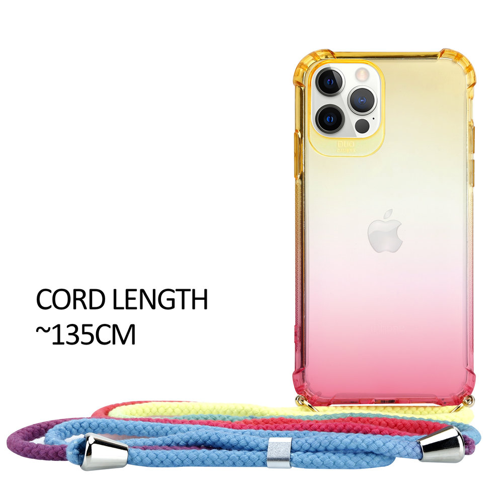 Funda con cuerda iPhone 12 Pro Max (amarillo/rosa) 