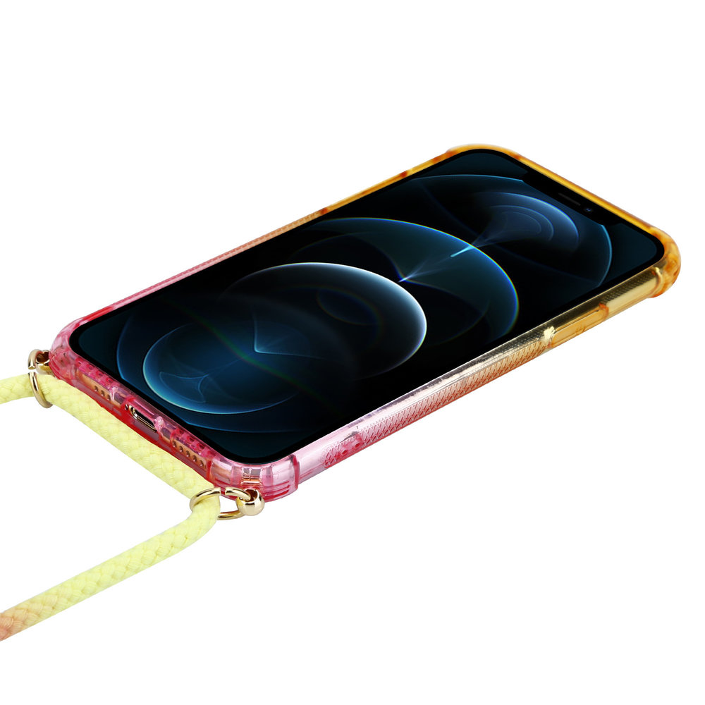 Funda con cuerda iPhone 12 Pro Max (amarillo/rosa) 