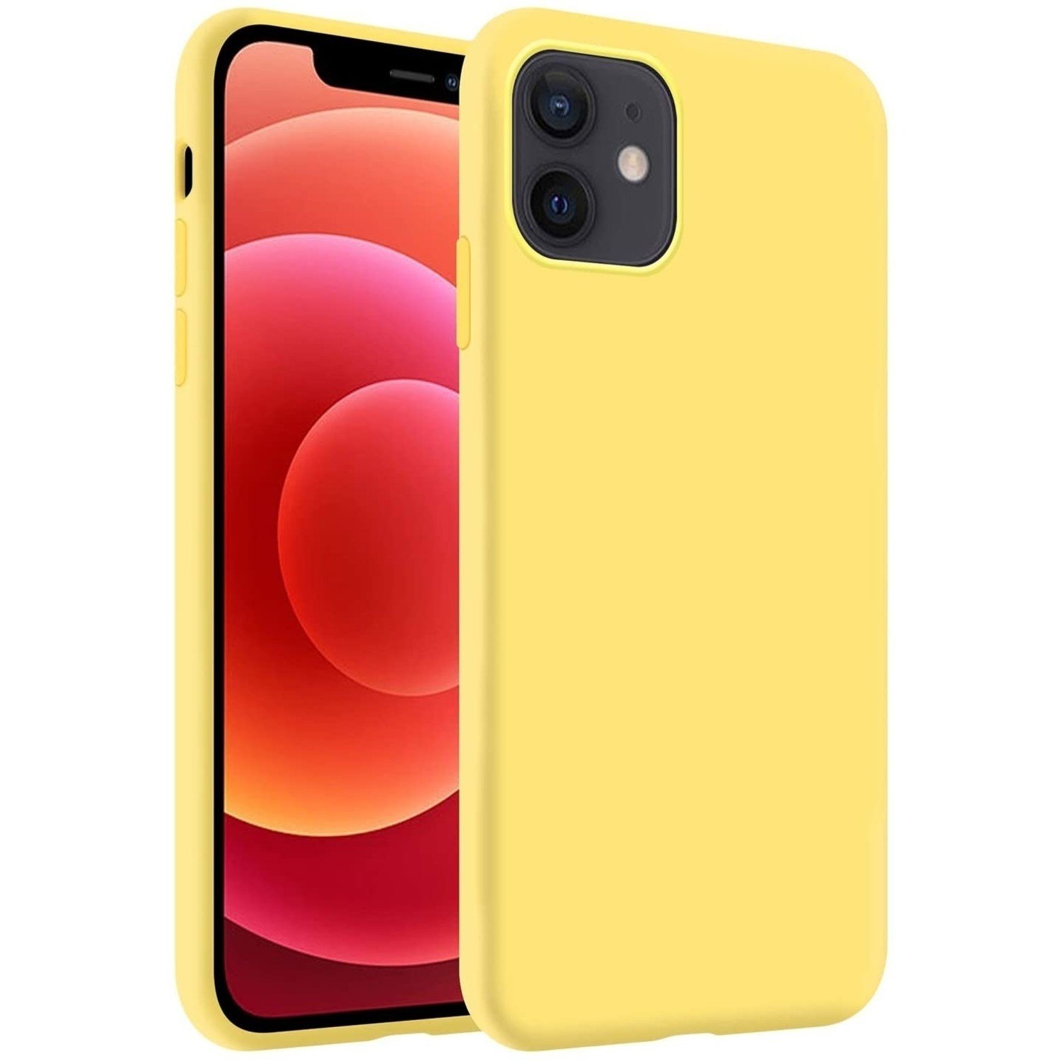 Carcasas iPhone 12 Pro Max Silicona Aterciopelada amarilla