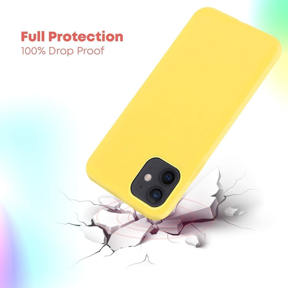 Funda silicona iphone 12 textura suave Amarillo claro