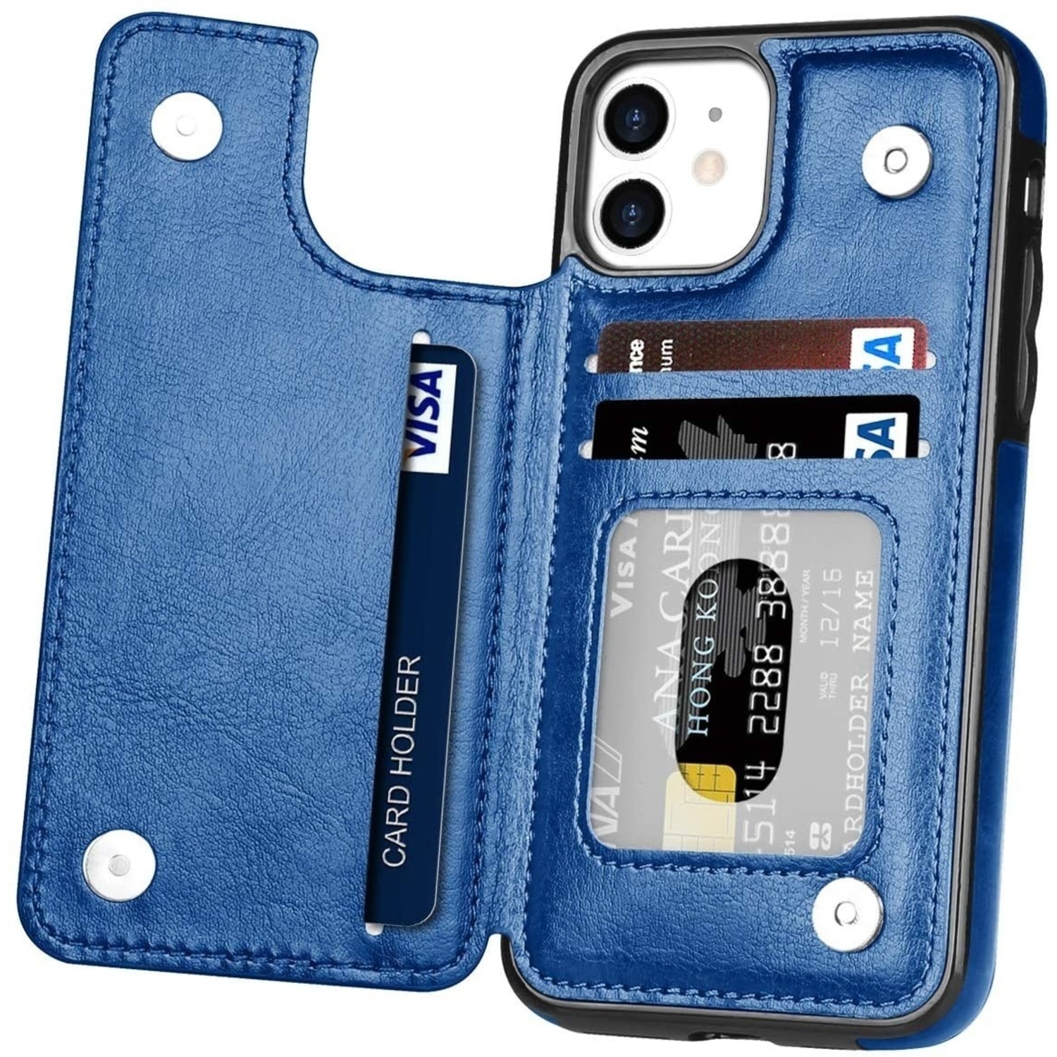 Funda tipo cartera iPhone 12 (azul) 