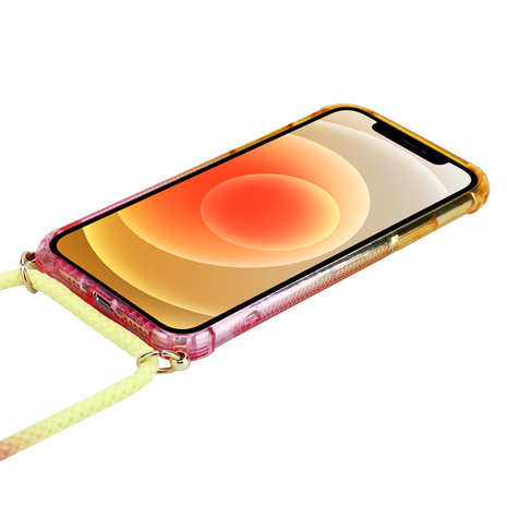 Funda con cuerda iPhone 12 Pro Max (amarillo/rosa) 