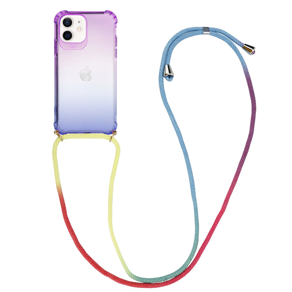 Para Apple IPHONE 12 Mini Funda Móvil Colgar Cuerda Cadena Azul