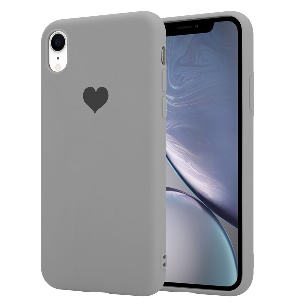 Funda de silicona LOVE iPhone Xr (gris)