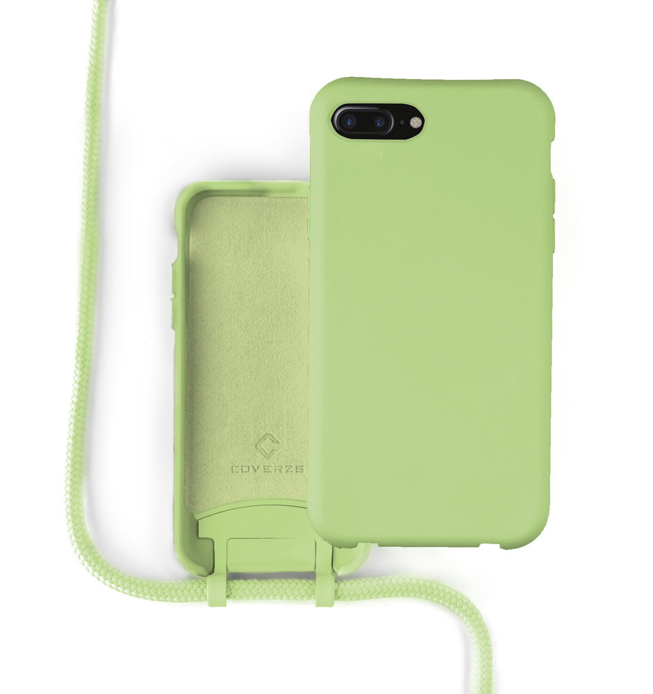 Funda Iphone verde con cordón y protector de camara.