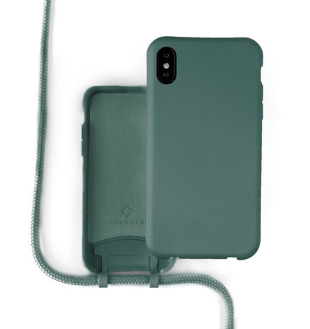 Funda silicona con cuerda iPhone X / Xs (verde oscuro) 
