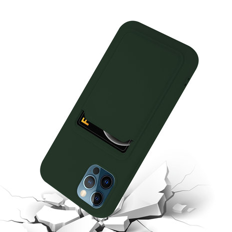 Funda silicona con tarjetero iPhone 12 (verde oscuro) 