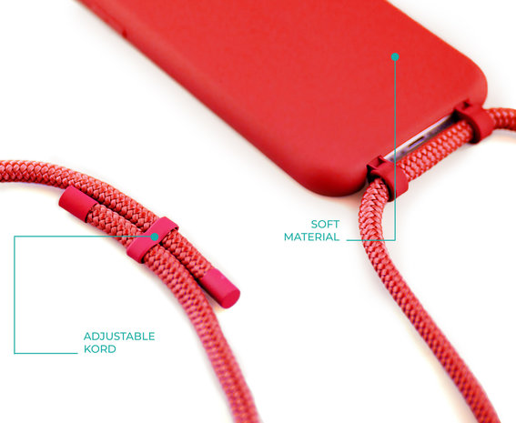 Funda silicona con cuerda iPhone 12 / 12 Pro (roja) 