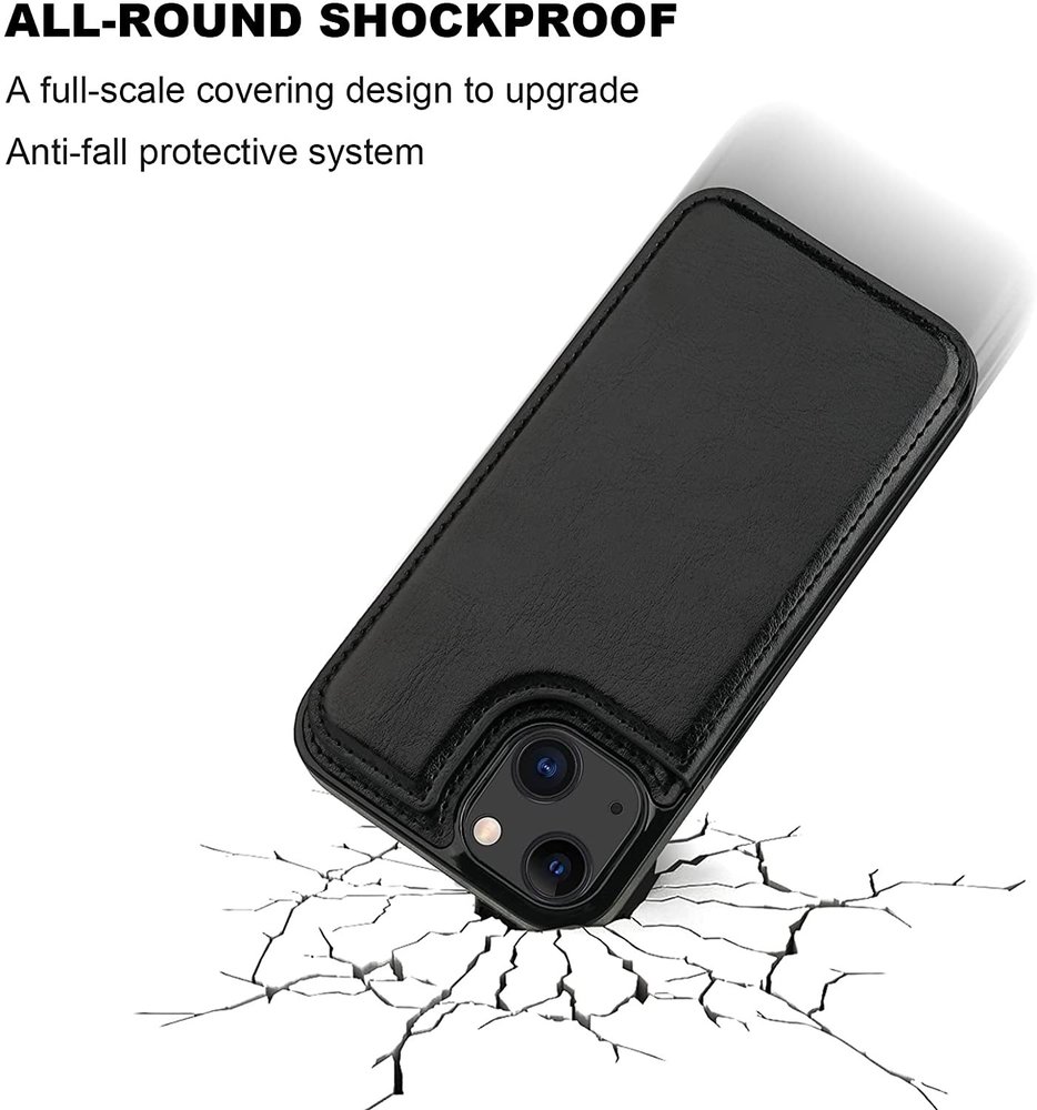 Smartish - Funda tipo cartera para iPhone 13, diseño de cartera volumen. 1  tarjetero de crédito [delgado + protector] – Lazo negro