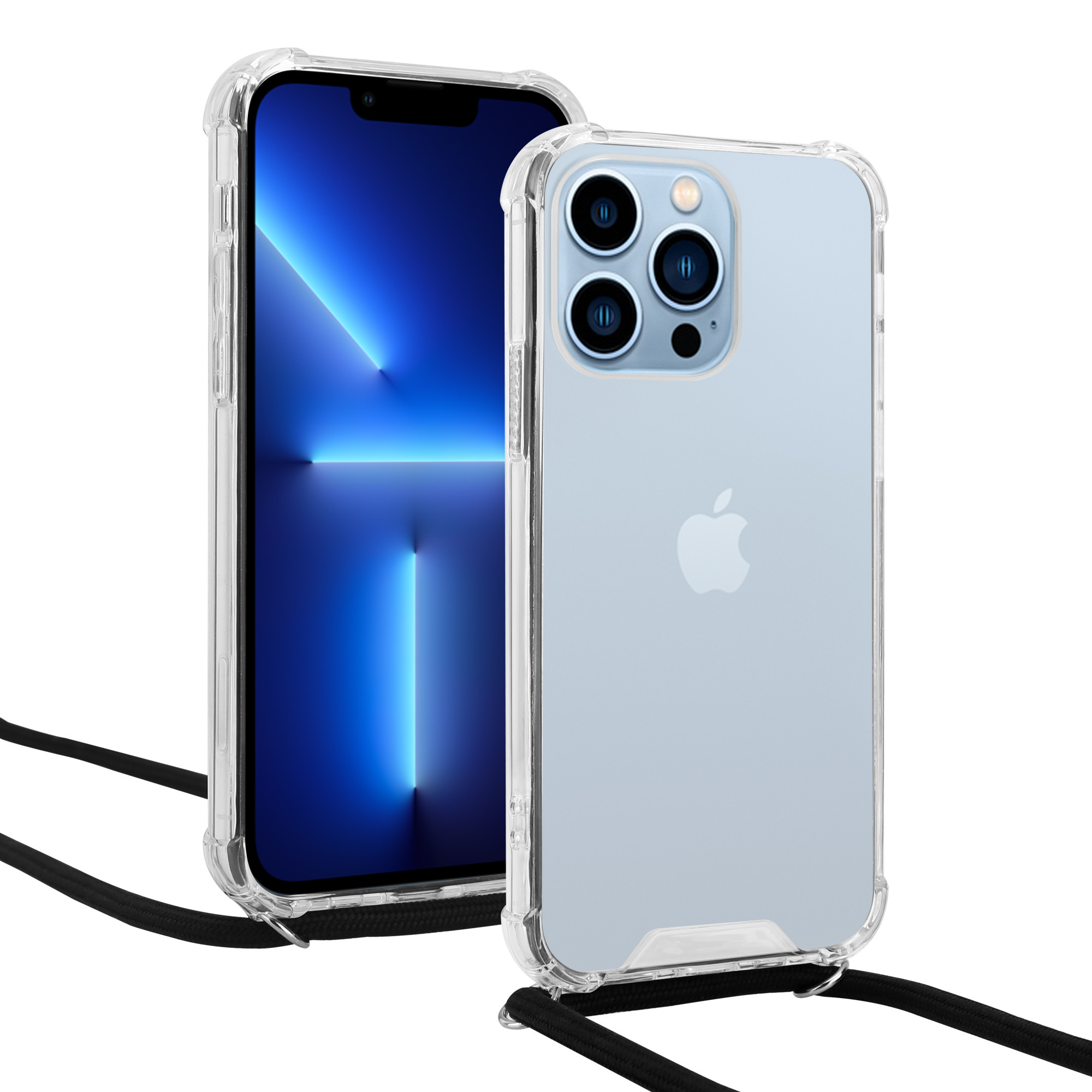 Funda para iPhone 13 Pro con Cuerda, Carcasa Transparente TPU