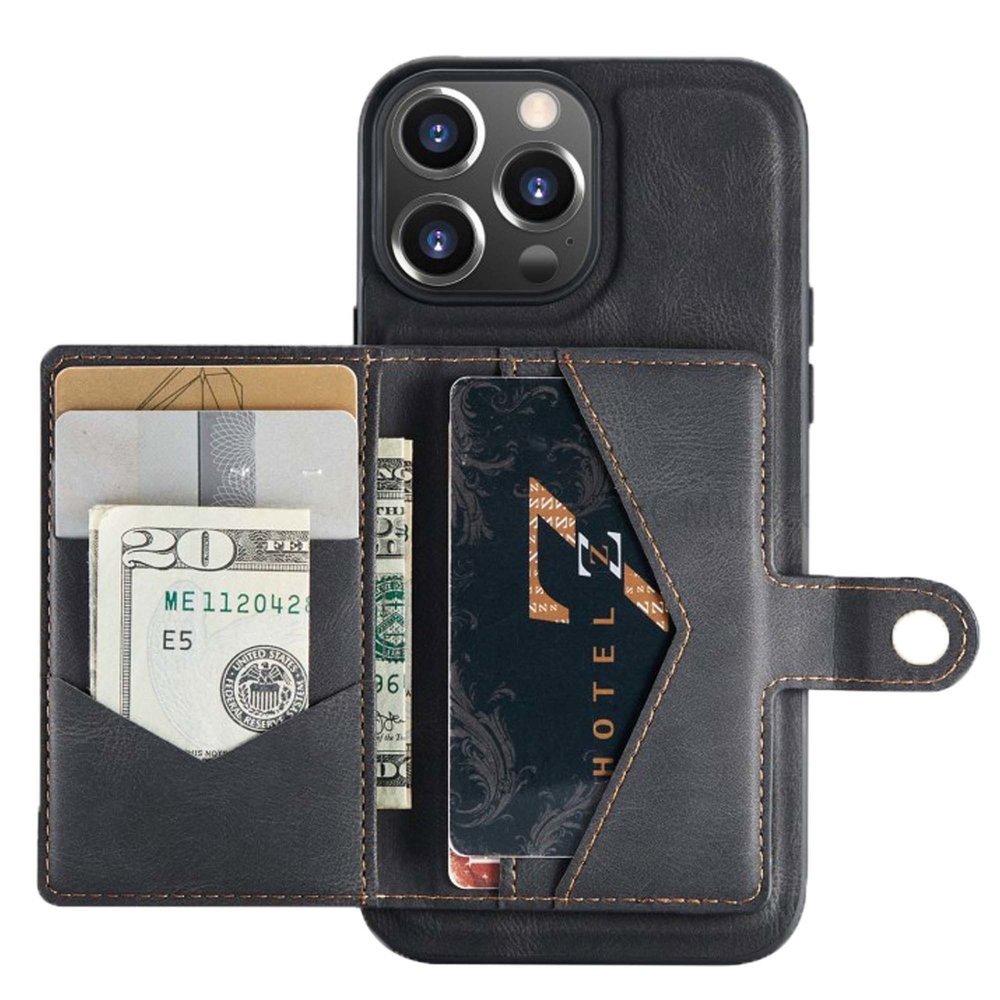 Funda tipo cartera para iPhone 13 Pro Max con tarjetero de cuero de doble  capa, ranuras para tarjetas de crédito, funda protectora a prueba de golpes  diseñada para iPhone 13 Pro Max (