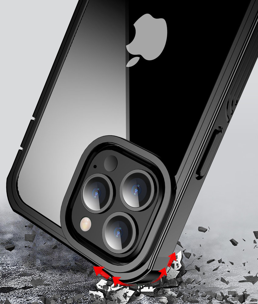 Funda triple capa iPhone 13 Pro Max (transparente-negra) - Funda