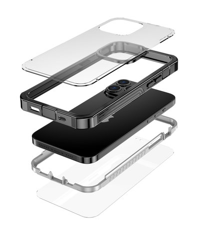 Funda triple capa iPhone 13 Pro Max (transparente-negra) - Funda
