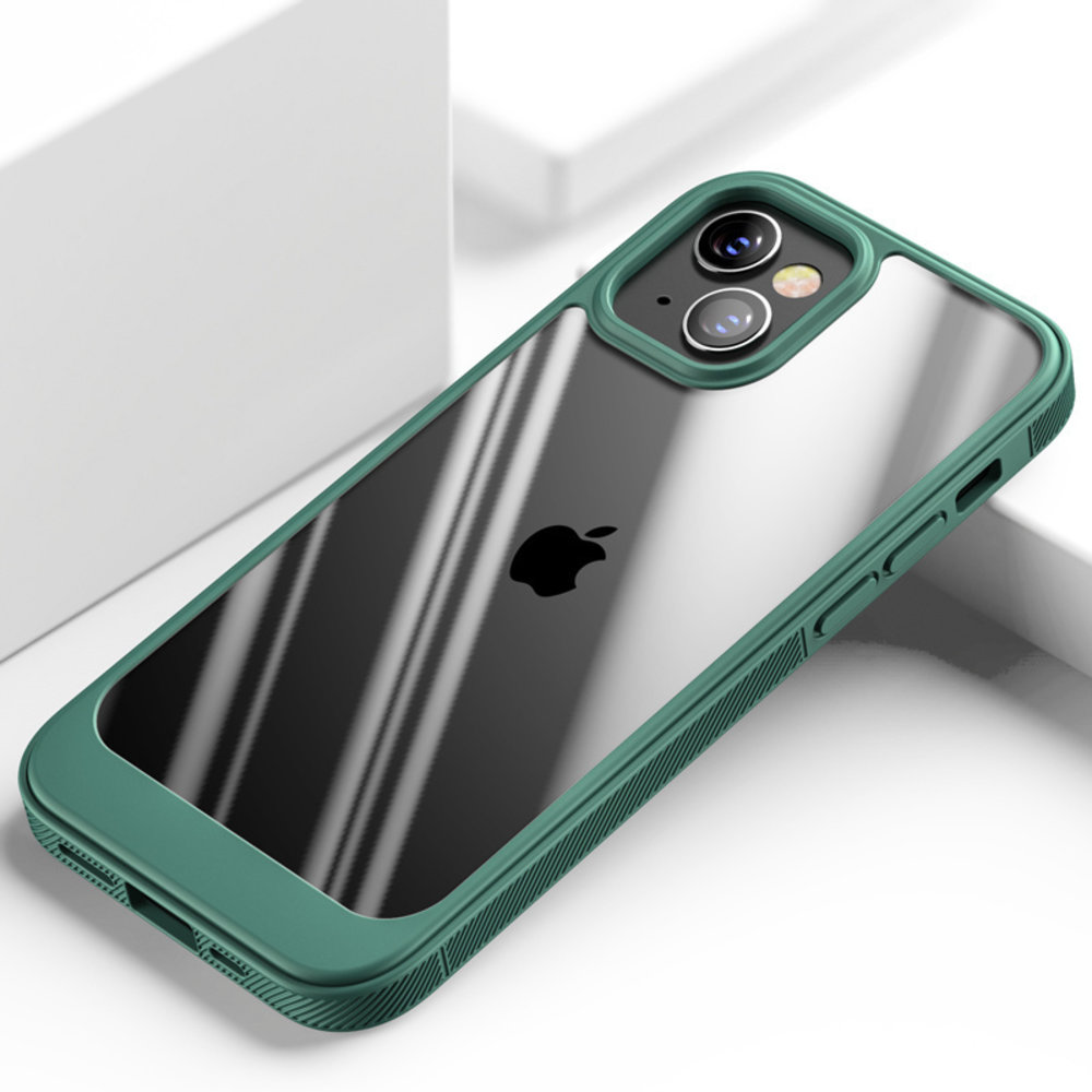 Funda iPhone 13 Mini con borde de TPU (verde/transparente) - Funda