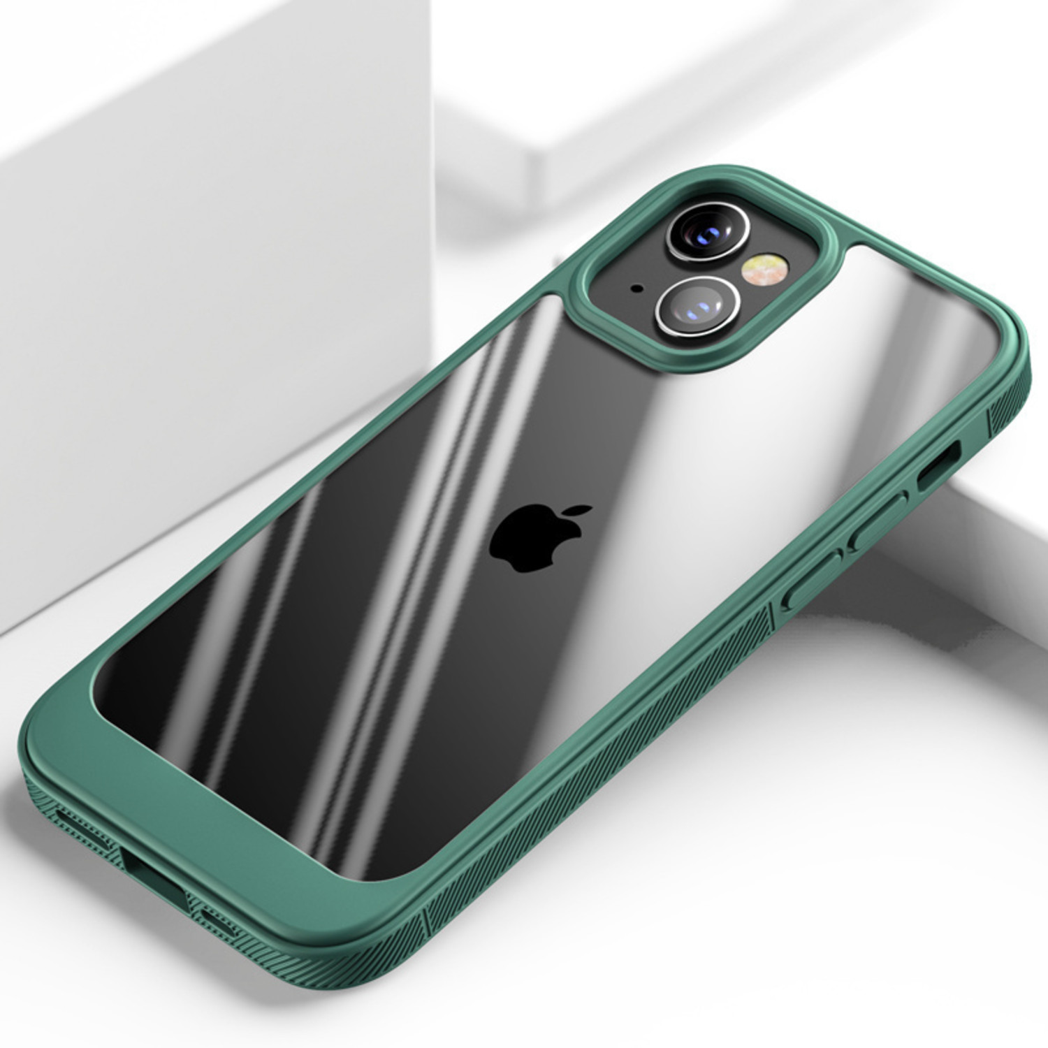 Funda iPhone 13 Mini con borde de TPU (verde/transparente) - Funda-movil.es