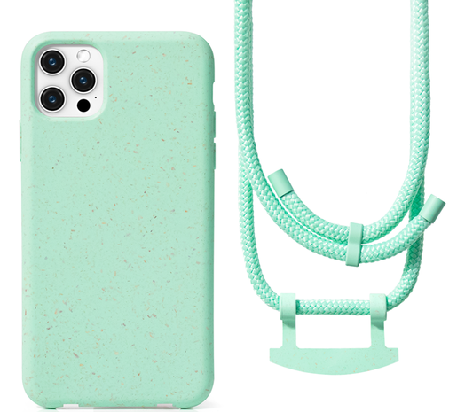 Funda silicona orgánica con cuerda iPhone 13 (menta) 