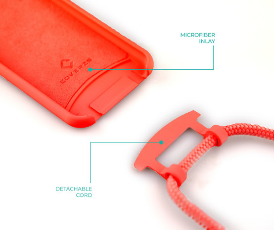Funda silicona con cuerda iPhone 13 Pro Max (roja) 