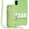 Coverzs Coverzs Funda con cuerda de silicona iPhone X / Xs (verde claro) - Nombre + Nombre Coverzs Coverzs Funda con cuerda de silicona iPhone X / Xs (verde claro) - Nombre + Nombre