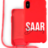 Coverzs Coverzs Funda con cuerda de silicona iPhone X / Xs (rojo) - Nombre + Nombre Coverzs Coverzs Funda con cuerda de silicona iPhone X / Xs (rojo) - Nombre + Nombre