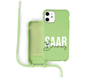 Funda con cuerda de silicona iPhone 11 (verde oscuro) - Nombre +