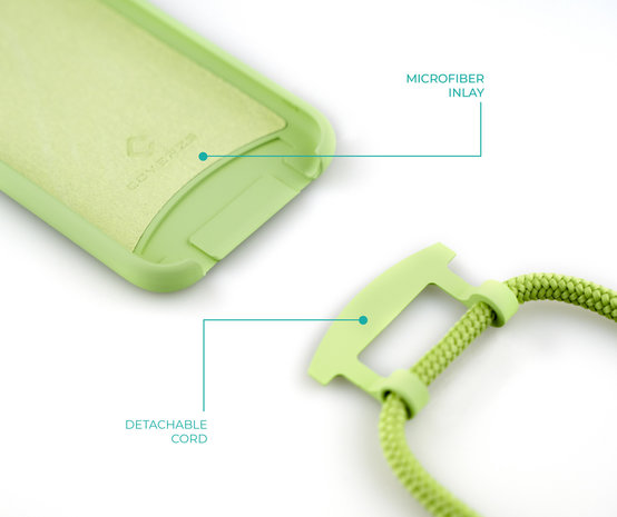 Funda silicona con cuerda iPhone 11 Pro (verde claro) Nombre +