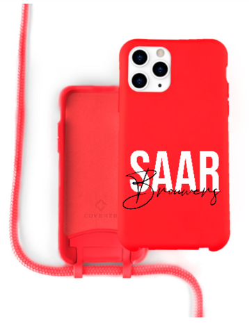 Funda silicona con cuerda iPhone 11 Pro Max (rojo) - Nombre +