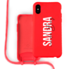 Coverzs Coverzs Funda con cuerda de silicona iPhone X / Xs (rojo) - Nombre + Nombre - Vertical Coverzs Coverzs Funda con cuerda de silicona iPhone X / Xs (rojo) - Nombre + Nombre - Vertical
