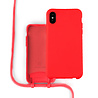 Coverzs Coverzs Funda con cuerda de silicona iPhone X / Xs (rojo) - Nombre + Nombre - Vertical Coverzs Coverzs Funda con cuerda de silicona iPhone X / Xs (rojo) - Nombre + Nombre - Vertical