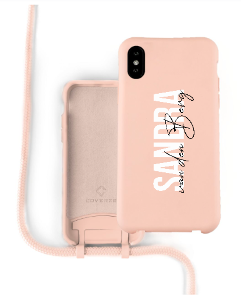 Coverzs Coverzs Funda con cuerda de silicona iPhone X / Xs (rosa)