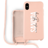 Coverzs Coverzs Funda con cuerda de silicona iPhone X / Xs (rosa) - Nombre + Nombre - Vertical Coverzs Coverzs Funda con cuerda de silicona iPhone X / Xs (rosa) - Nombre + Nombre - Vertical