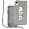 Coverzs Coverzs Funda con cuerda de silicona iPhone Xr (gris) - Nombre + Nombre - Vertical Coverzs Coverzs Funda con cuerda de silicona iPhone Xr (gris) - Nombre + Nombre - Vertical