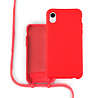 Coverzs Coverzs Funda con cuerda de silicona iPhone Xr (rojo) - Nombre + Nombre - Vertical Coverzs Coverzs Funda con cuerda de silicona iPhone Xr (rojo) - Nombre + Nombre - Vertical
