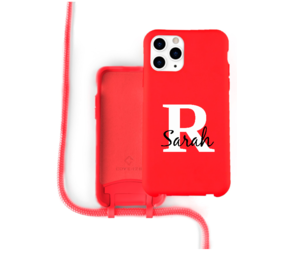 Funda silicona con cuerda iPhone 11 Pro Max (rojo) - Nombre +