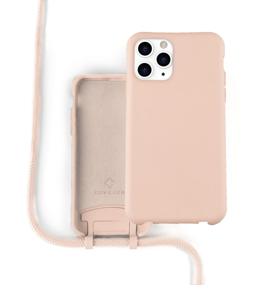 Funda silicona con cuerda iPhone 12 Pro Max (rosa) - Inicial +