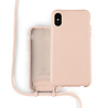 Coverzs Coverzs Funda con cuerda de silicona iPhone X / Xs (rosa) - Inicial + nombre Coverzs Coverzs Funda con cuerda de silicona iPhone X / Xs (rosa) - Inicial + nombre