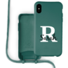 Coverzs Coverzs Funda con cuerda de silicona iPhone X / Xs (verde oscuro) - Inicial + nombre Coverzs Coverzs Funda con cuerda de silicona iPhone X / Xs (verde oscuro) - Inicial + nombre