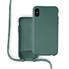 Coverzs Coverzs Funda con cuerda de silicona iPhone X / Xs (verde oscuro) - Inicial + nombre Coverzs Coverzs Funda con cuerda de silicona iPhone X / Xs (verde oscuro) - Inicial + nombre