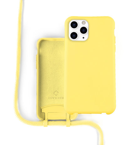 Coverzs Coverzs Funda silicona con cuerda iPhone 12 Pro Max (amarillo) -  Inicial + Nombre