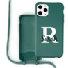 Coverzs Coverzs Funda con cuerda de silicona iPhone 12 Pro Max (verde oscuro) - Inicial + nombre Coverzs Coverzs Funda con cuerda de silicona iPhone 12 Pro Max (verde oscuro) - Inicial + nombre